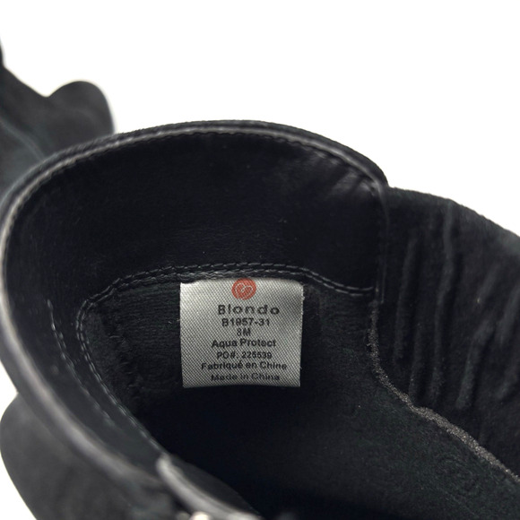 BLONDO 'Loann' Black Suede Leather AquaProtect Block Heel Zip Up Ankle Boots 8M - Picture 11 of 16